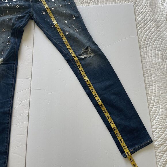 Abercrombie & Fitch Jeans Womens Size 4/27 Dark Wash Skinny Embellished Spring - Picture 11 of 11